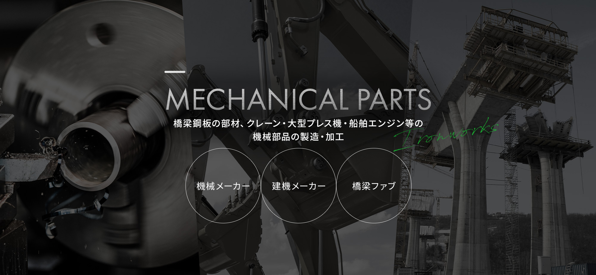 ・橋梁鋼板の部材、クレーン・大型プレス機・船舶エンジン等の機械部品の製造・加工  ・機械メーカー ・建機メーカー ・橋梁ファブ